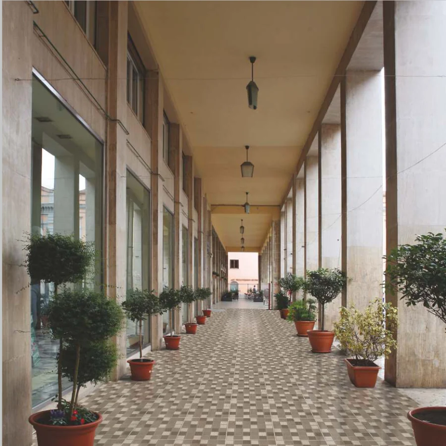 Heavy-duty parking tiles in an outdoor walkway